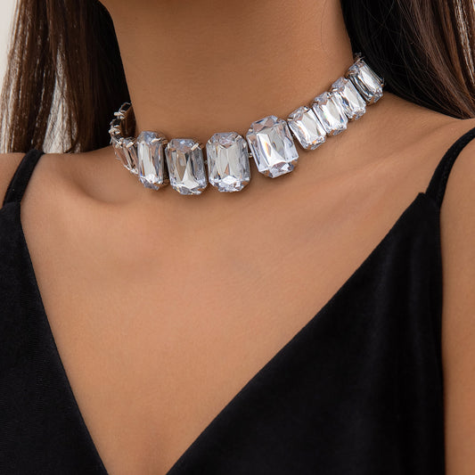 Shiny Rectangular Rhinestone Choker