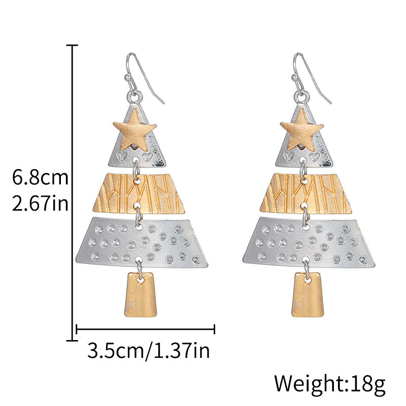 Spliced Metal Christmas Tree Earrings