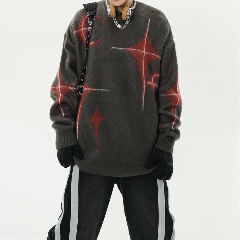 Star Moon Graphic Knitted Sweater