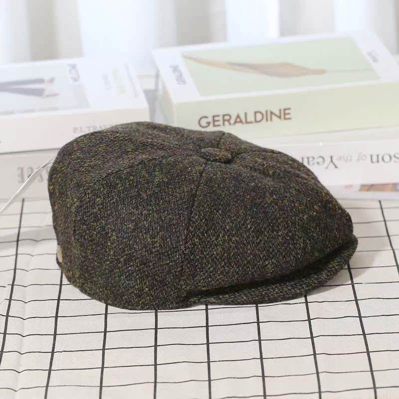 Trendy Vintage Tweed Wool Newsboy Hat