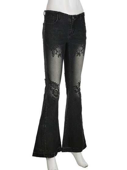 Printed Wash Low Rise Jeans