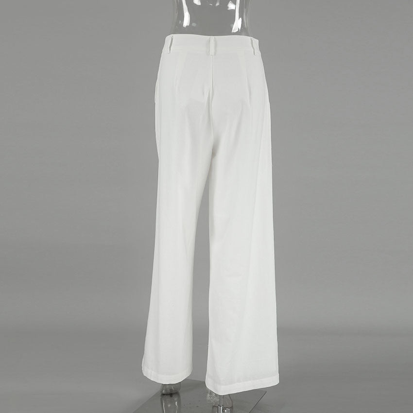 Cotton And Linen Casual High-Waisted Wide-Leg Pants