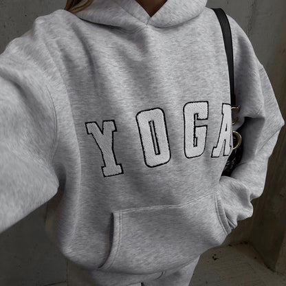 Yoga Letter Loose Casual Hoodie