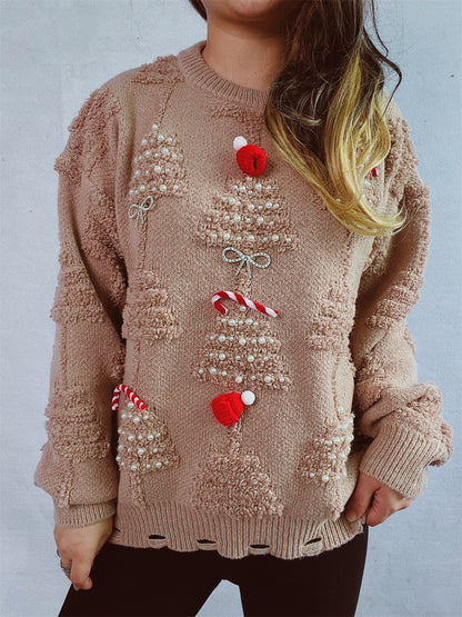 Plush Christmas Tree 3D Decorated Knit Sweater