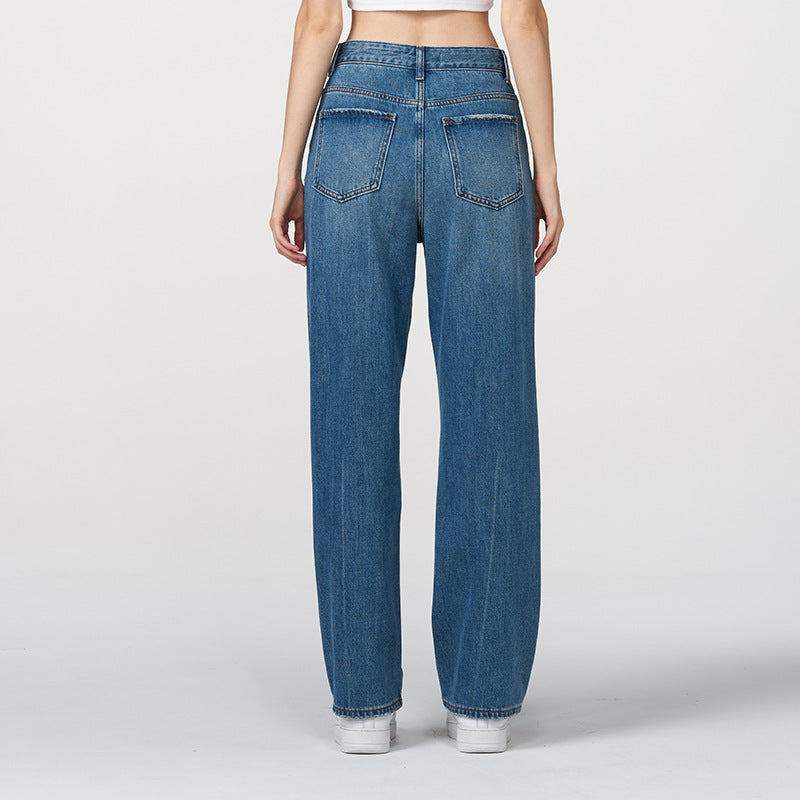 Mid-Waisted Straight Leg Jeans