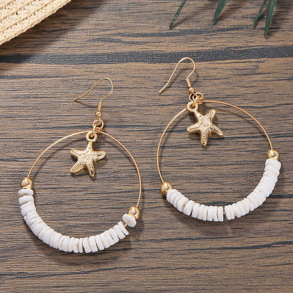 Sea Style Shell Pearl Starfish Earrings