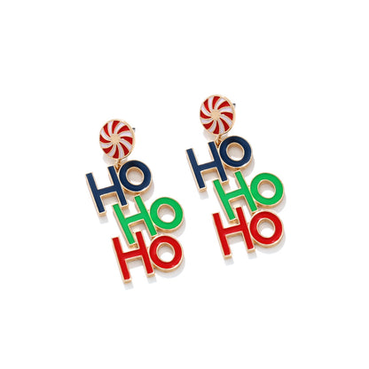 Candy "HOHOHO" Letter Creative Christmas Earrings