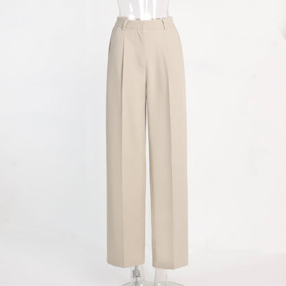 High-Waisted Straight-Leg Wide-Leg Suit Pant