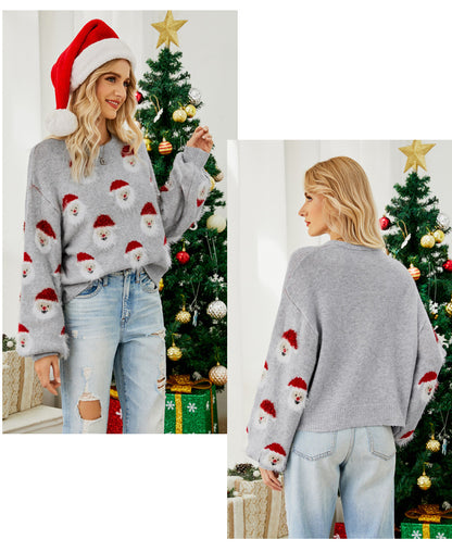 Fuzzy Christmas Santa Crew Neck Sweater