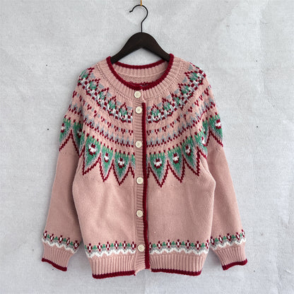 Ethnic Style Geometric Pattern Knitted Cardigan