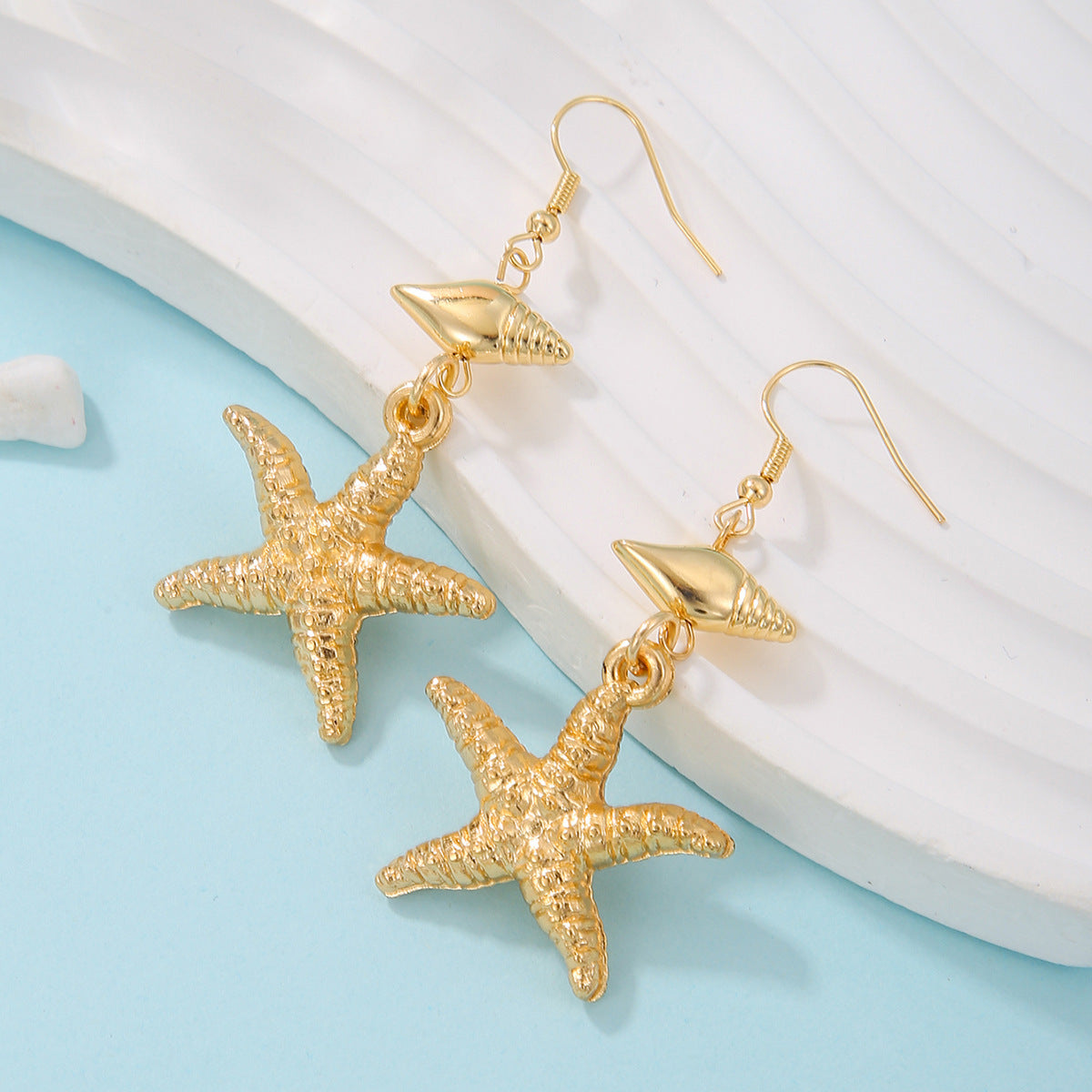 Sea Style Shell Pearl Starfish Earrings