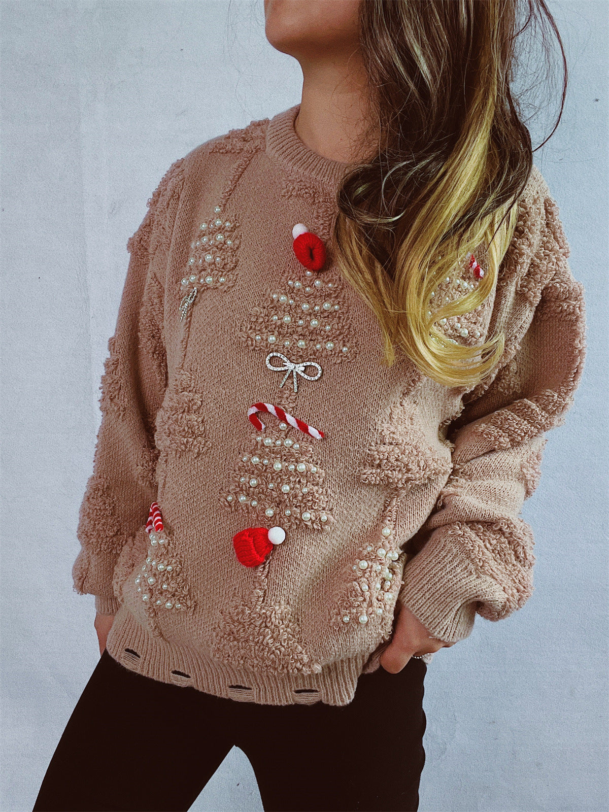 Plush Christmas Tree 3D Decorated Knit Sweater