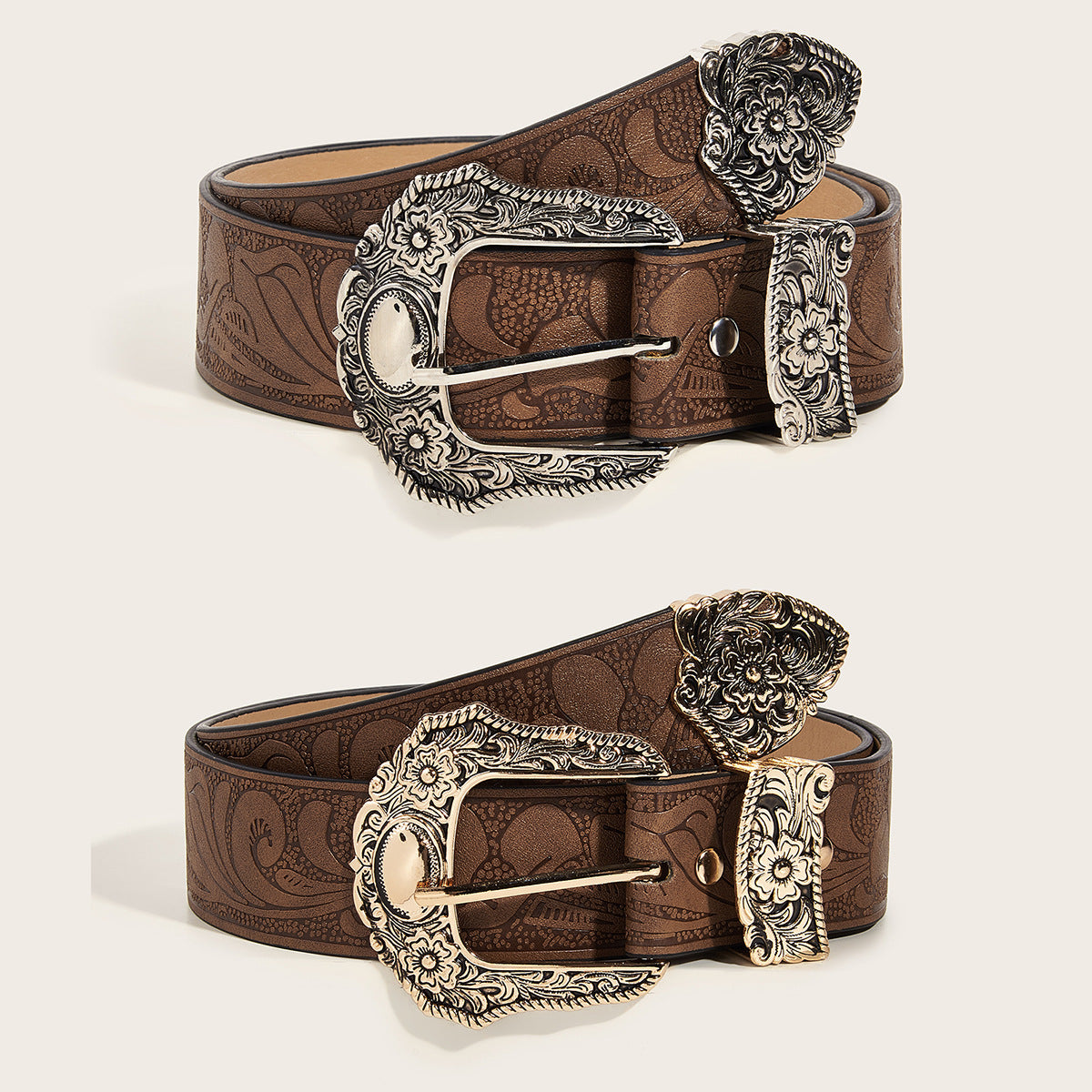 Cowboy Vintage Carved Leather Belt