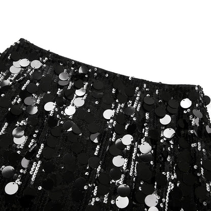 High Waist Round Large Sequin Skirt