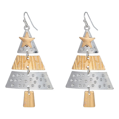 Spliced Metal Christmas Tree Earrings