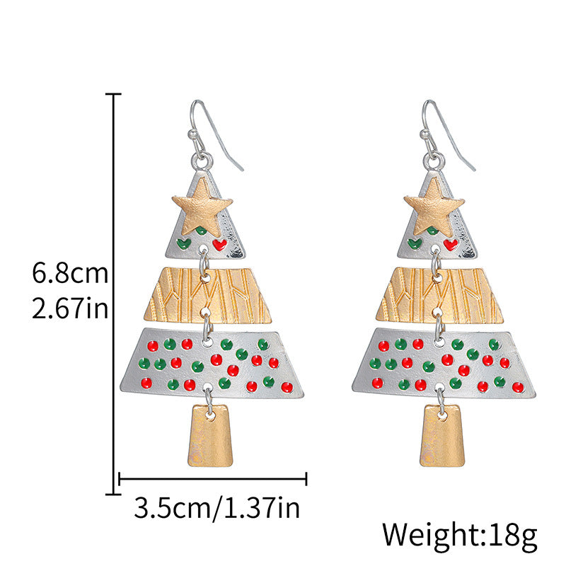 Spliced Metal Christmas Tree Earrings