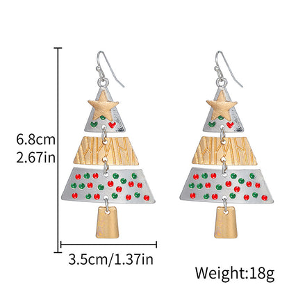 Spliced Metal Christmas Tree Earrings