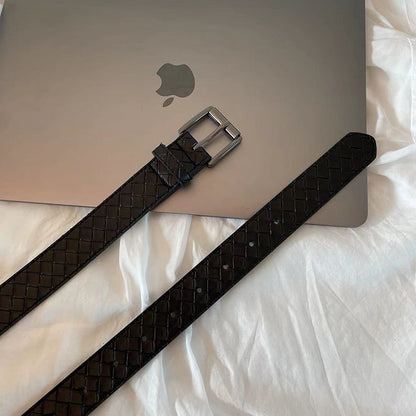 Solid color Woven Diamond Check Belt