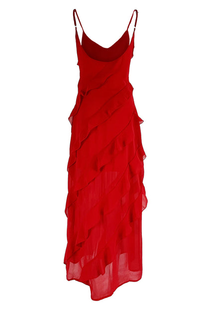 Peplum Halter Split Maxi Dress