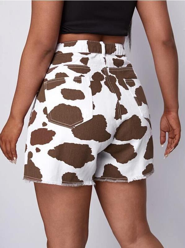 Cowboy Style Brown Cow Print Shorts