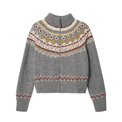 Fair Isle Vintage Pattern knit Cardigan