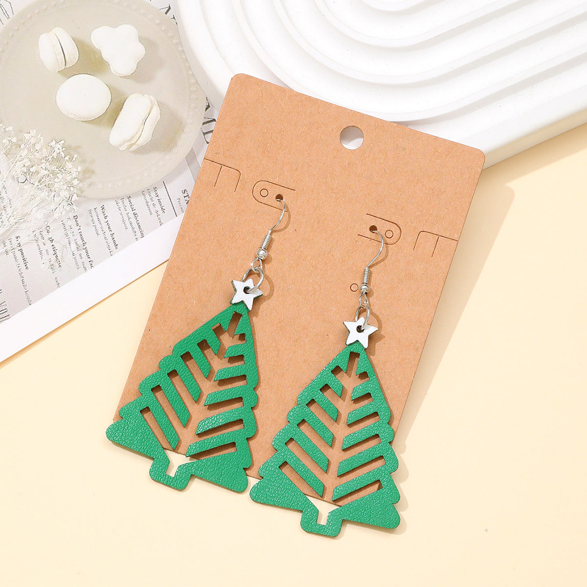 Hollow Christmas Tree Shaped Earrings