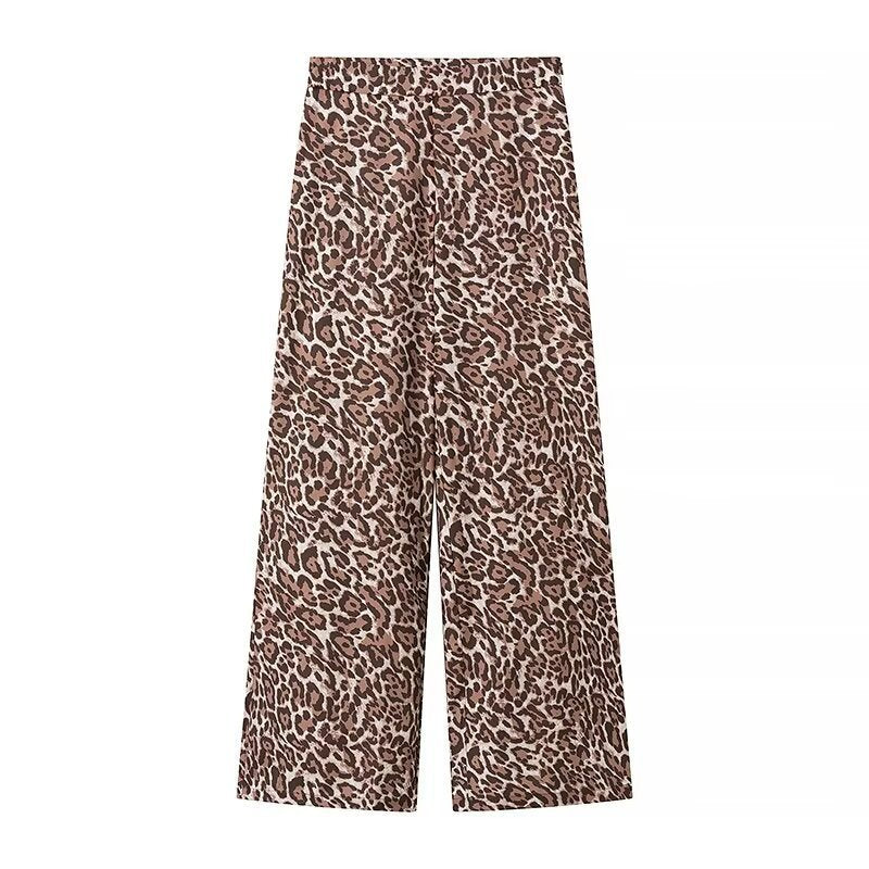 Leopard Print Vest And Casual Pant Set