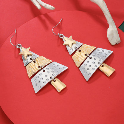 Spliced Metal Christmas Tree Earrings