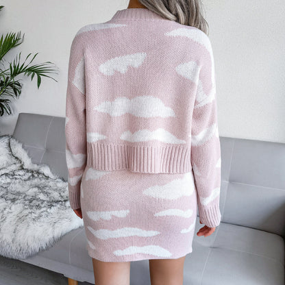 Cloud Knit Sweater Skirt Two-Piece Set