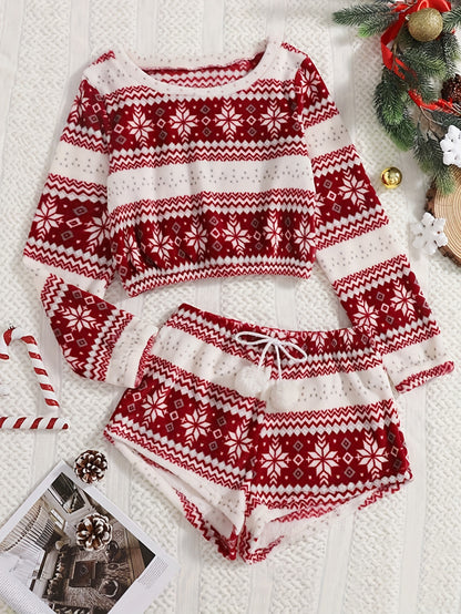 Coral velvet Christmas Pajama Set