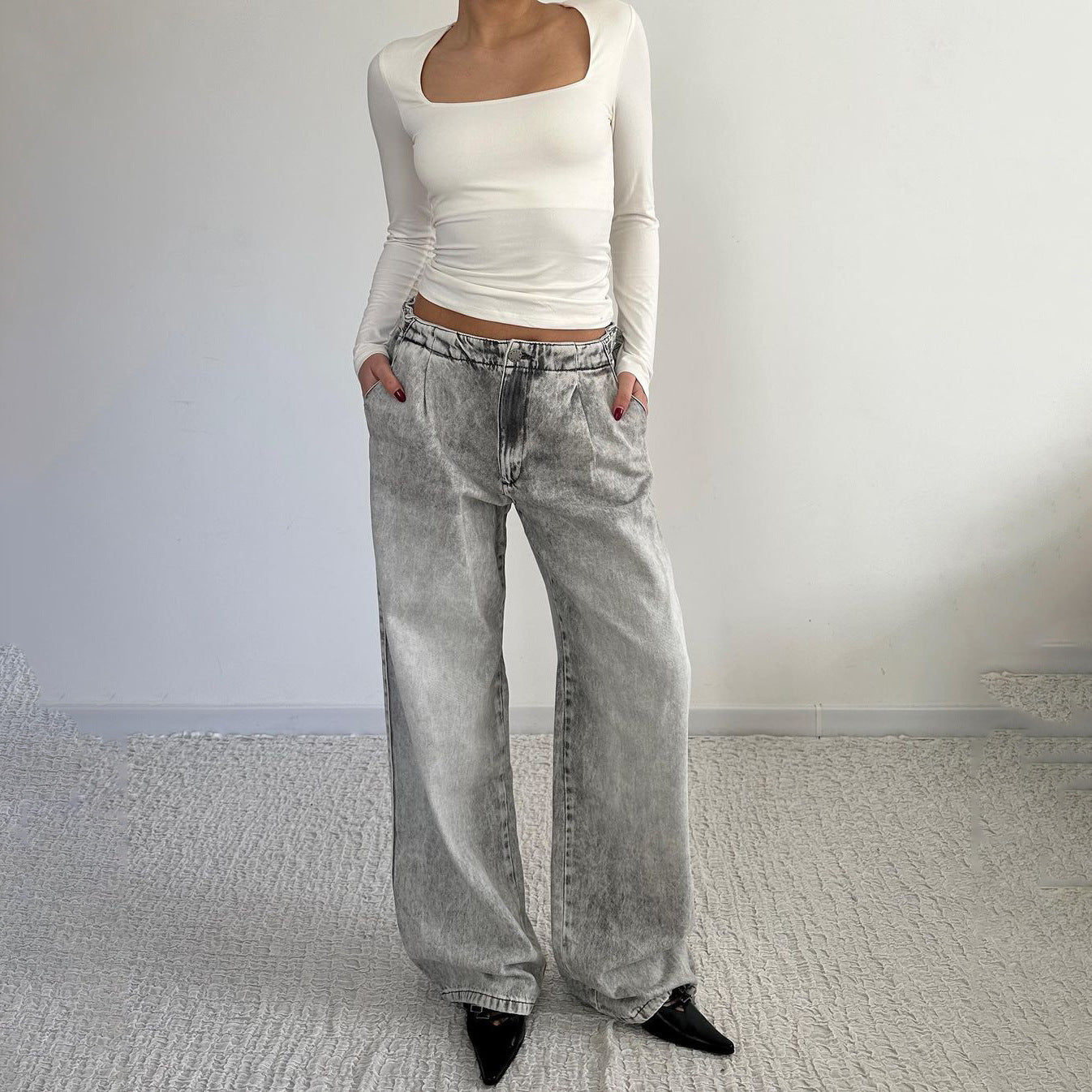 Washed Wide Leg Jeans