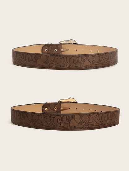 Cowboy Vintage Carved Leather Belt