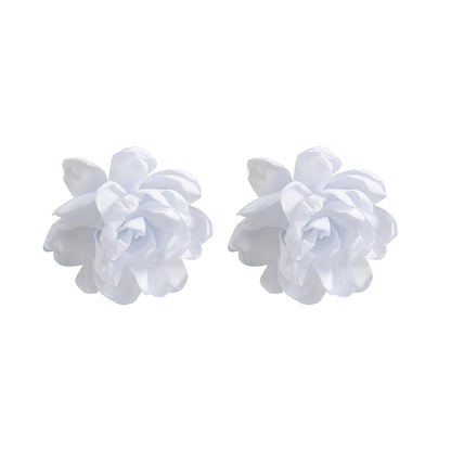 Oversized Fabric Flower Earrings