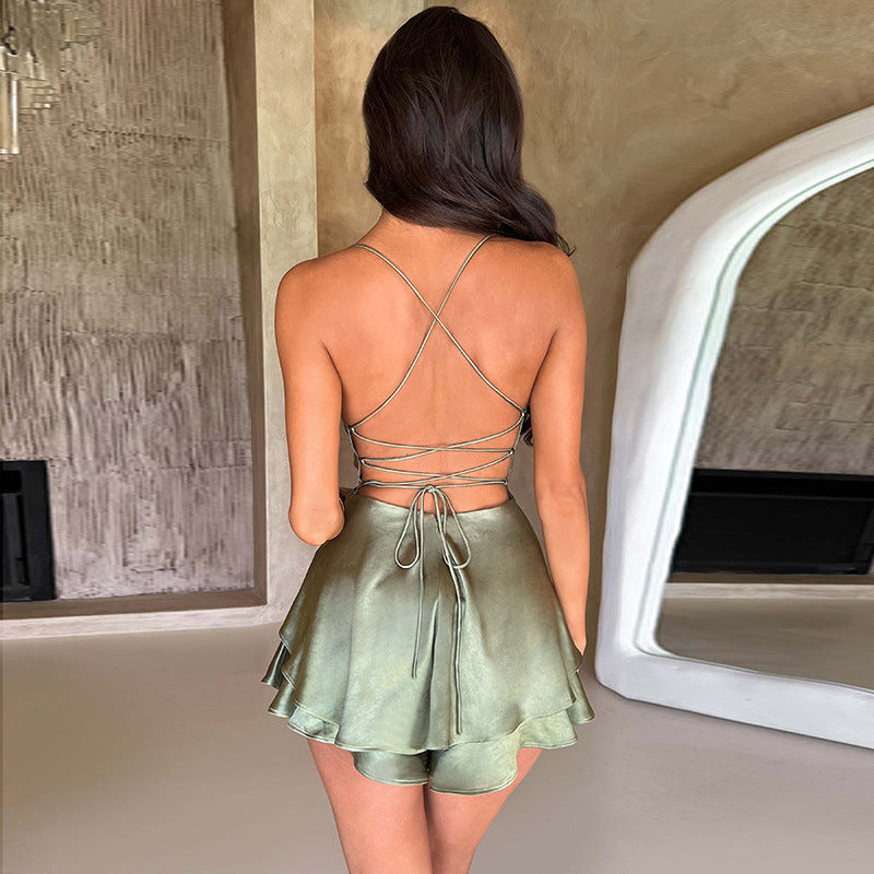 Sleeveless Backless Strappy Mini Dress