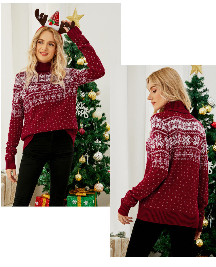 Christmas Snowflake Turtleneck Sweater