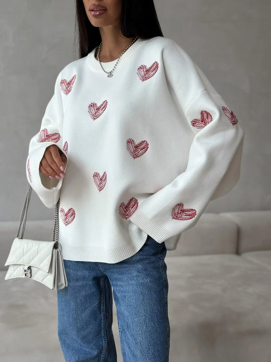 Handwriting Heart Knit Sweater