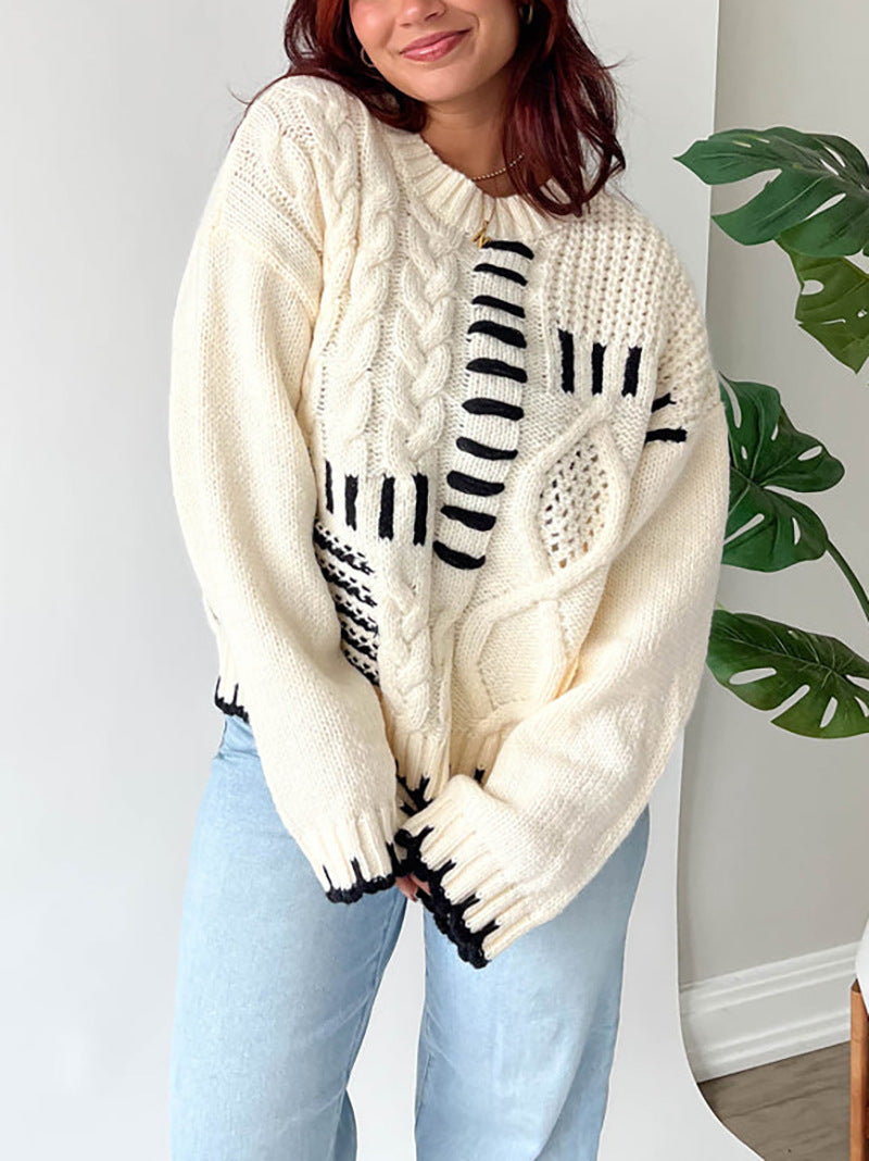 Geometric Patch Knit Sweater