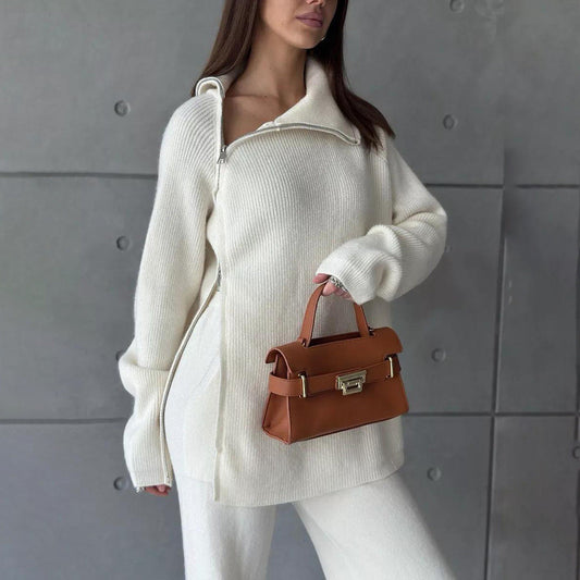 Winter Whisper Asymmetrical Sweater & Pants Set