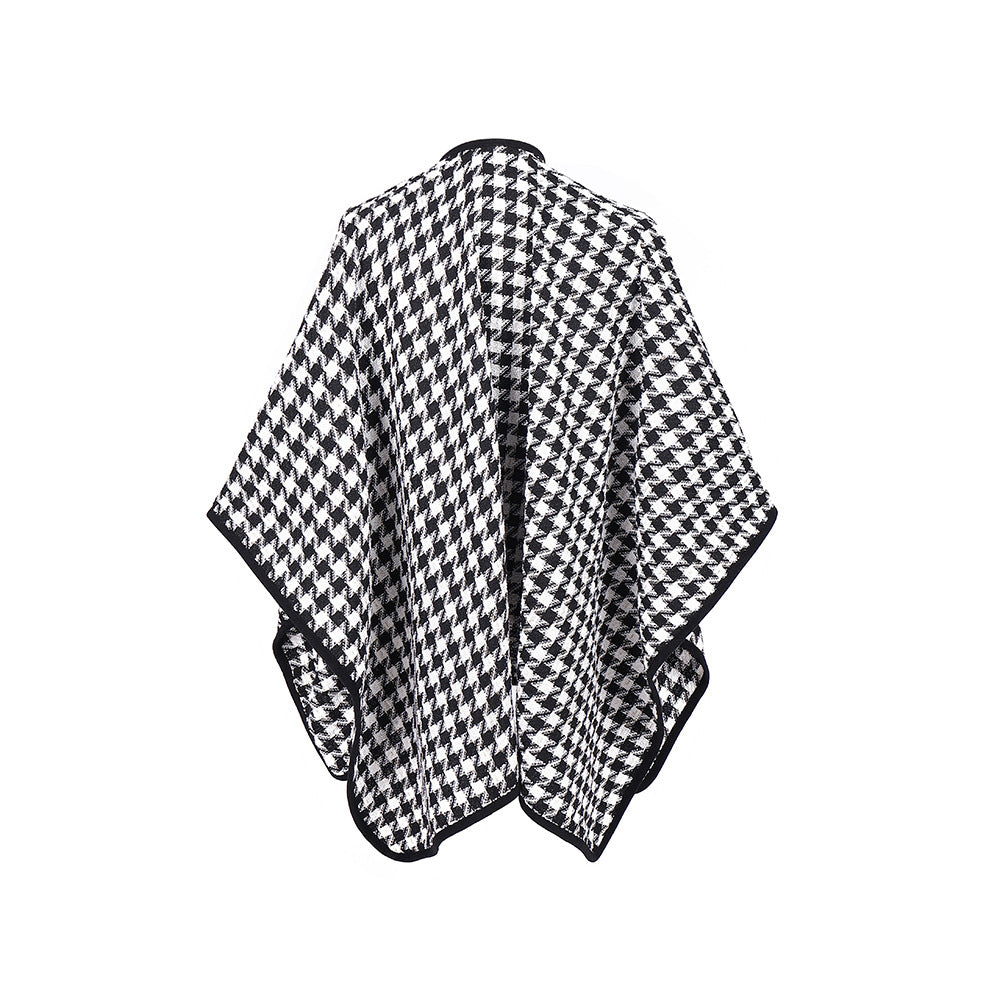 Houndstooth Wrap Poncho Cape