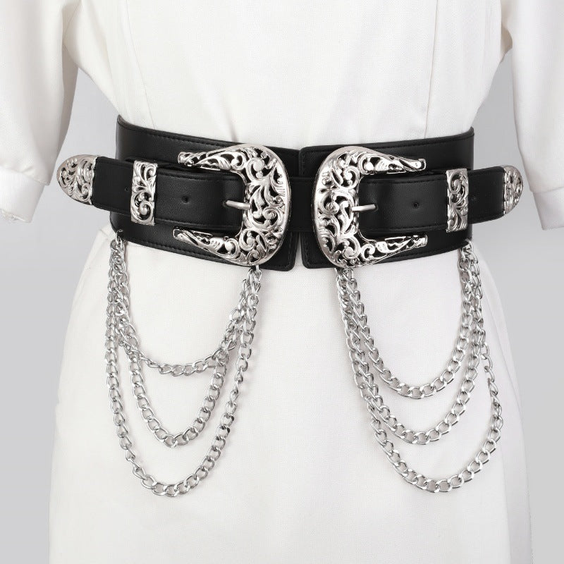 Waist Seal Hollow Double Buckle Chain