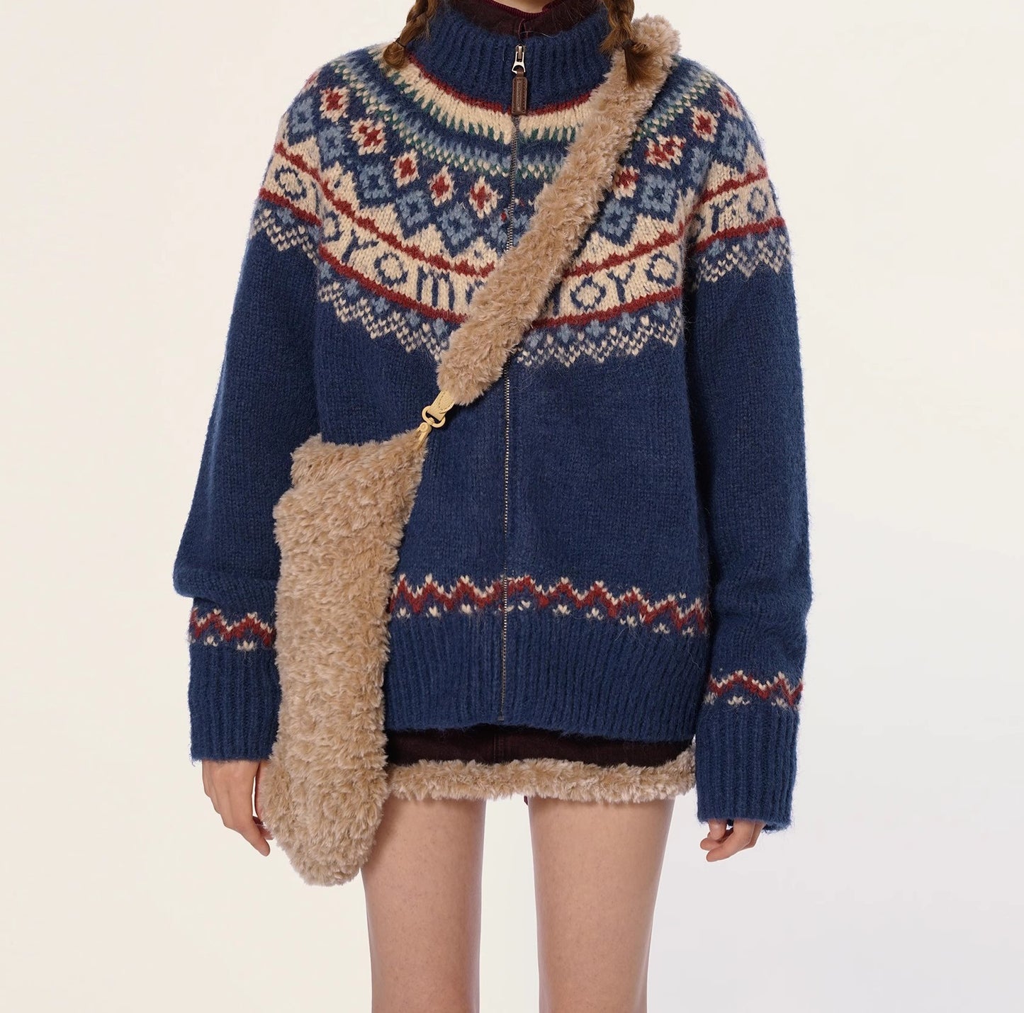 Fair Isle Vintage Pattern knit Cardigan