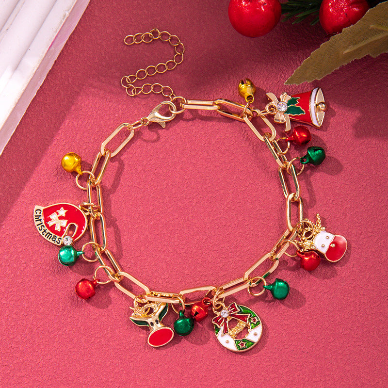 Christmas Alloy Snowflake Bell Pendant Bracelet