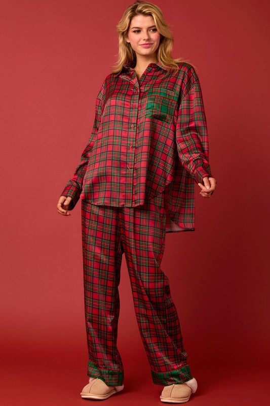 Christmas Red And Green Plaid Pajama Set