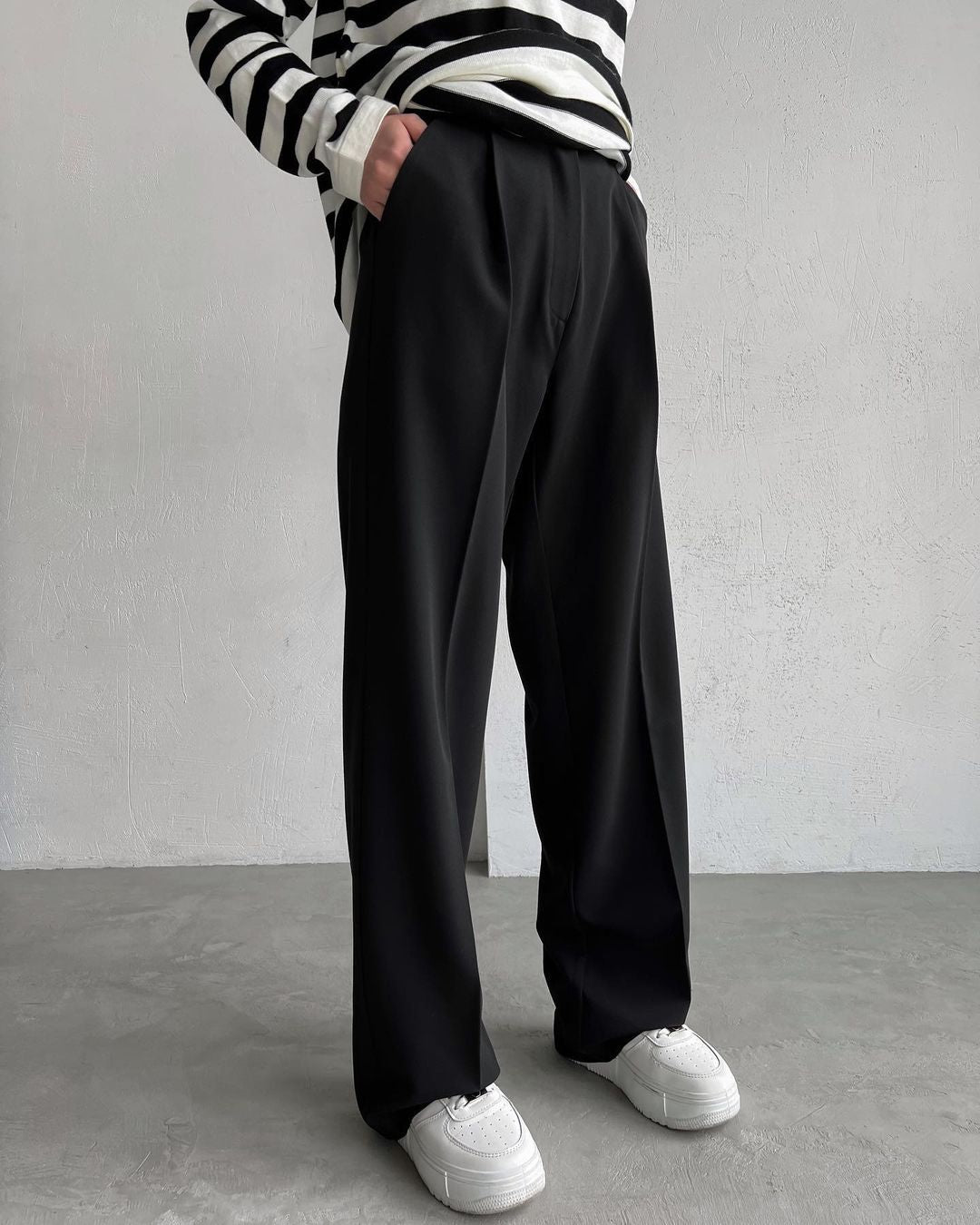 High-Waisted Straight-Leg Wide-Leg Suit Pant