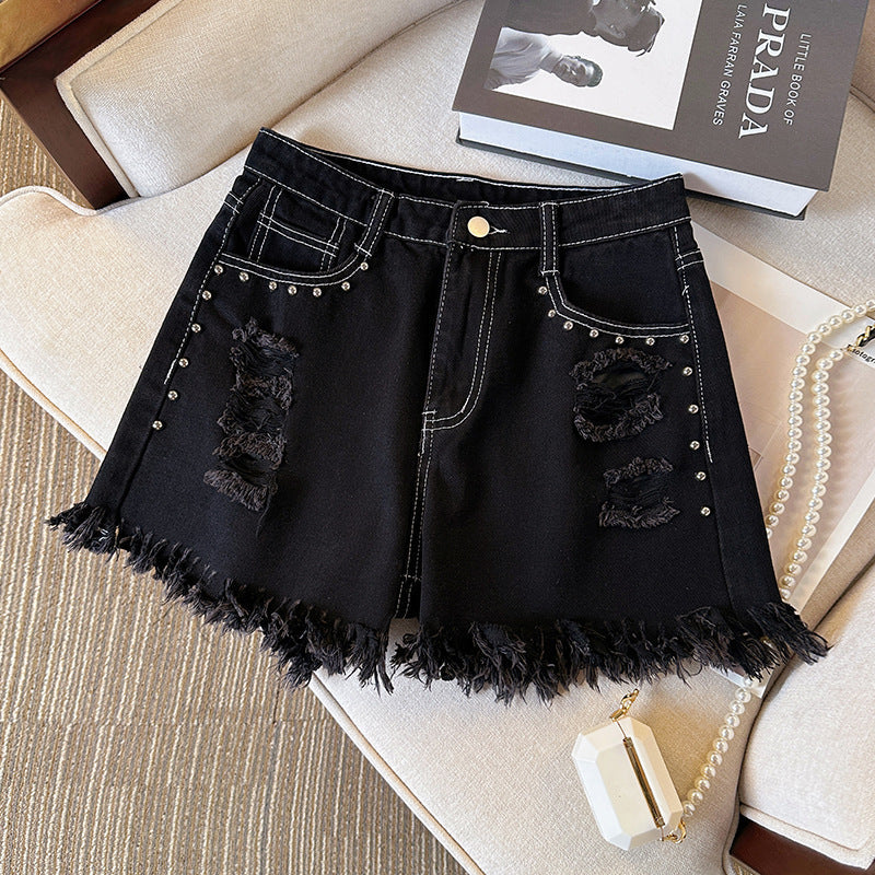 Midnight Rebel Distressed Denim Shorts