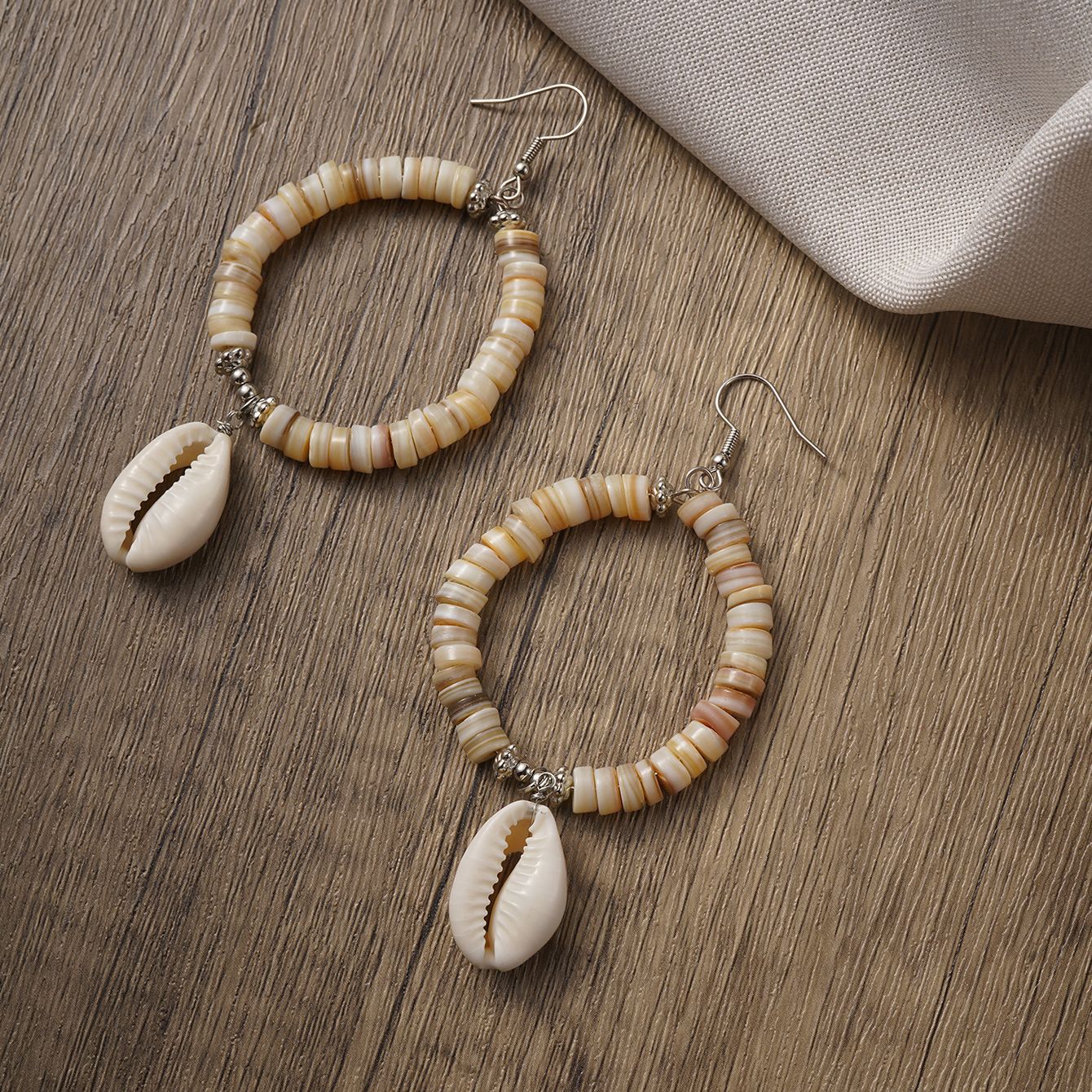 Boho Style Shell Beaded Braided Earrings