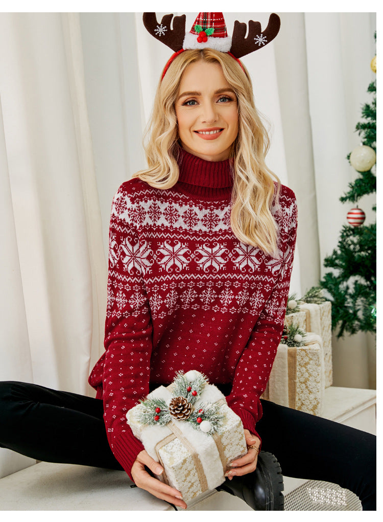 Christmas Snowflake Turtleneck Sweater