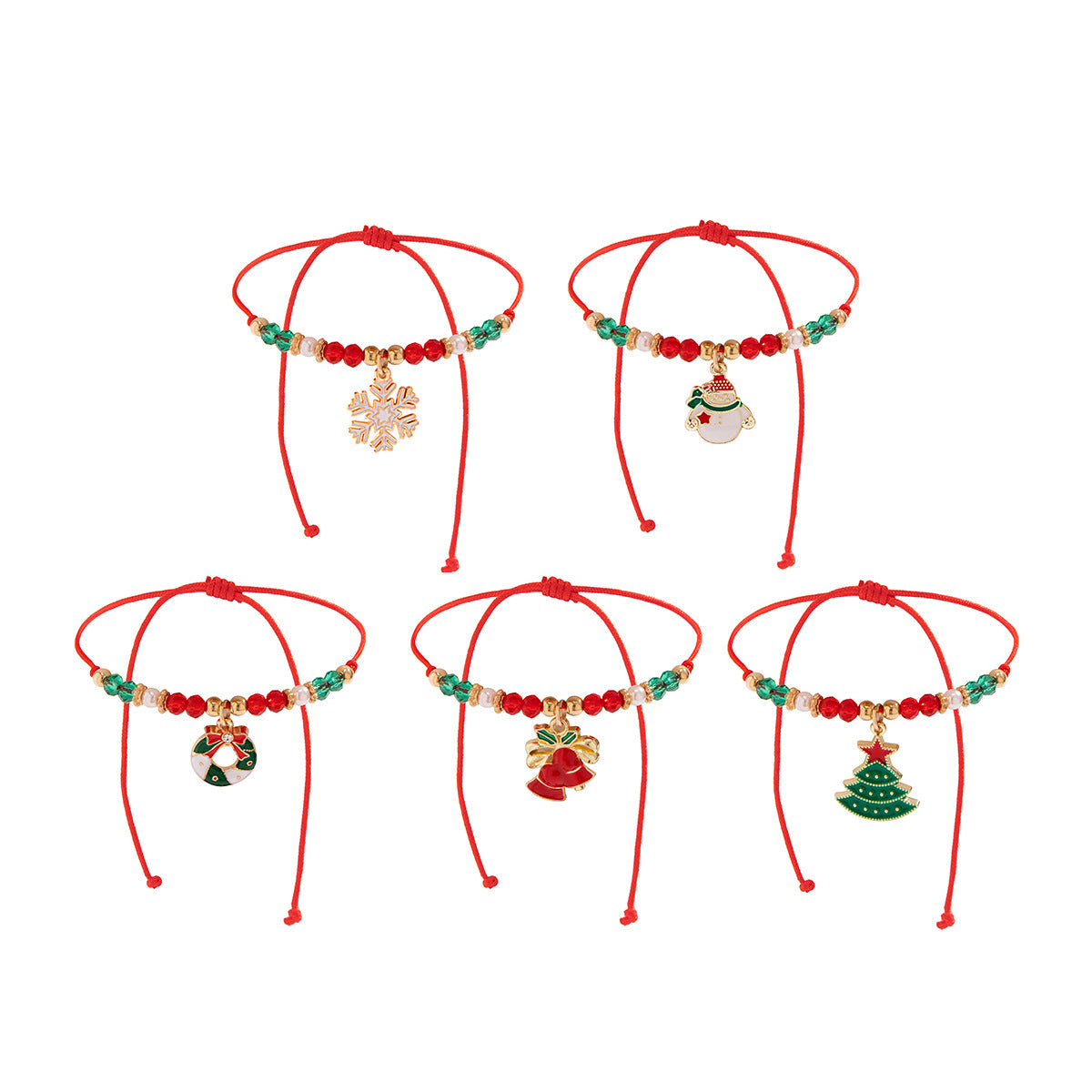 Christmas Pendant Beaded Adjustable Bracelet