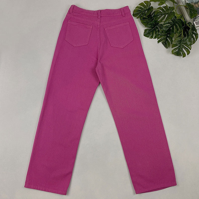 Rose High Waisted Straight Leg Wide Leg Pants