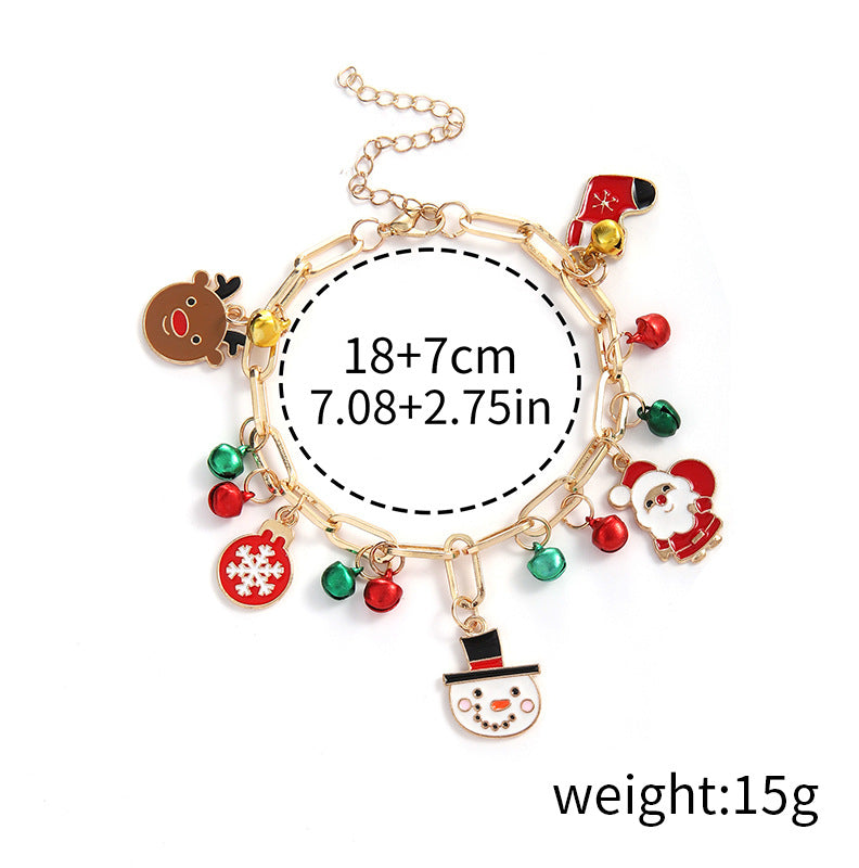 Christmas Alloy Snowflake Bell Pendant Bracelet